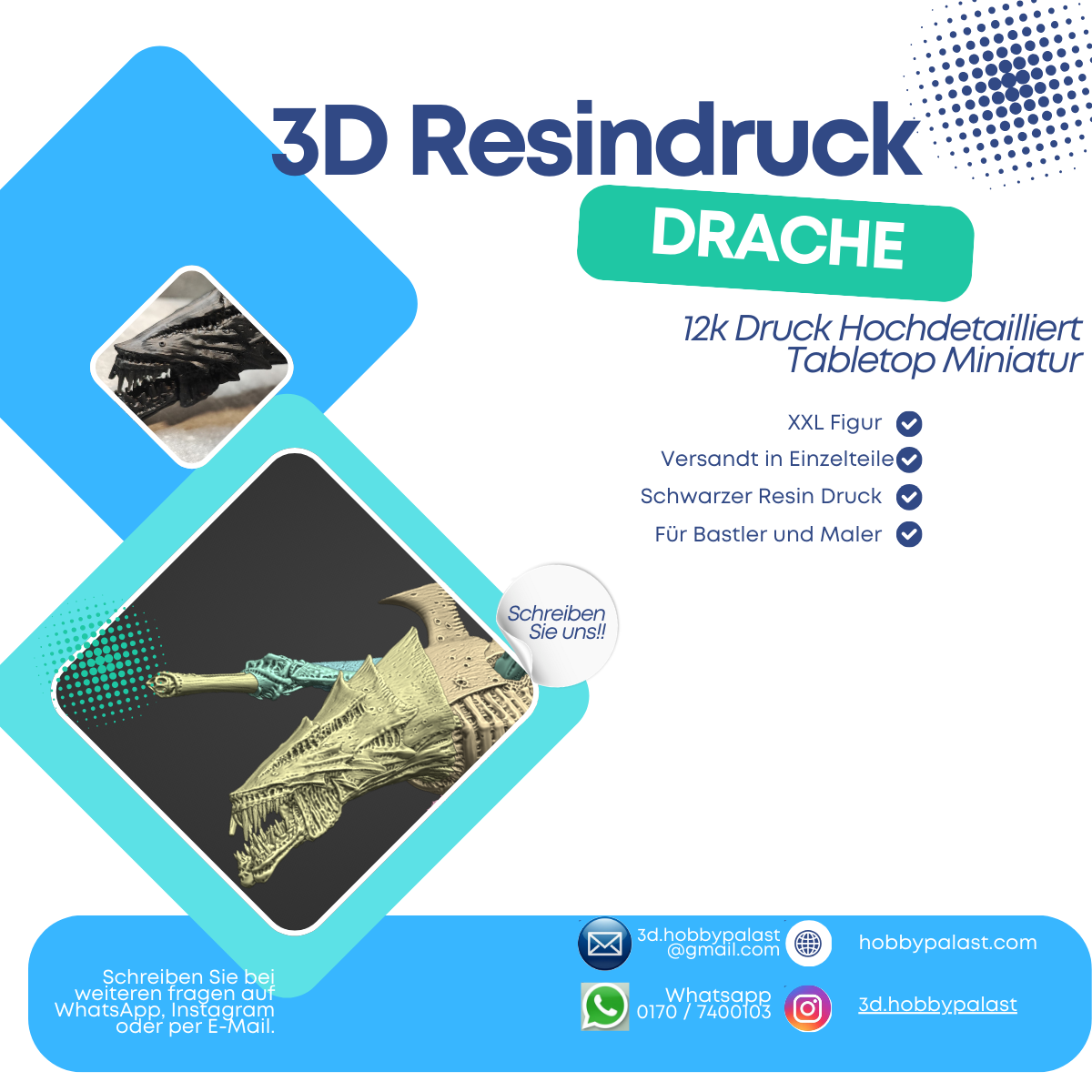 3D Druck Drache | XXL Drachen Figur | Tabletop & D&D Modell