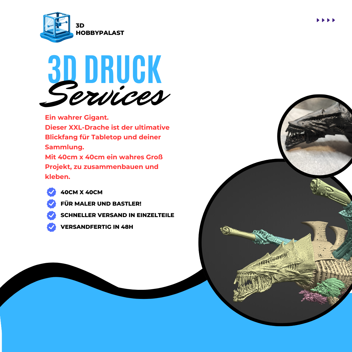 3D Druck Drache | XXL Drachen Figur | Tabletop & D&D Modell