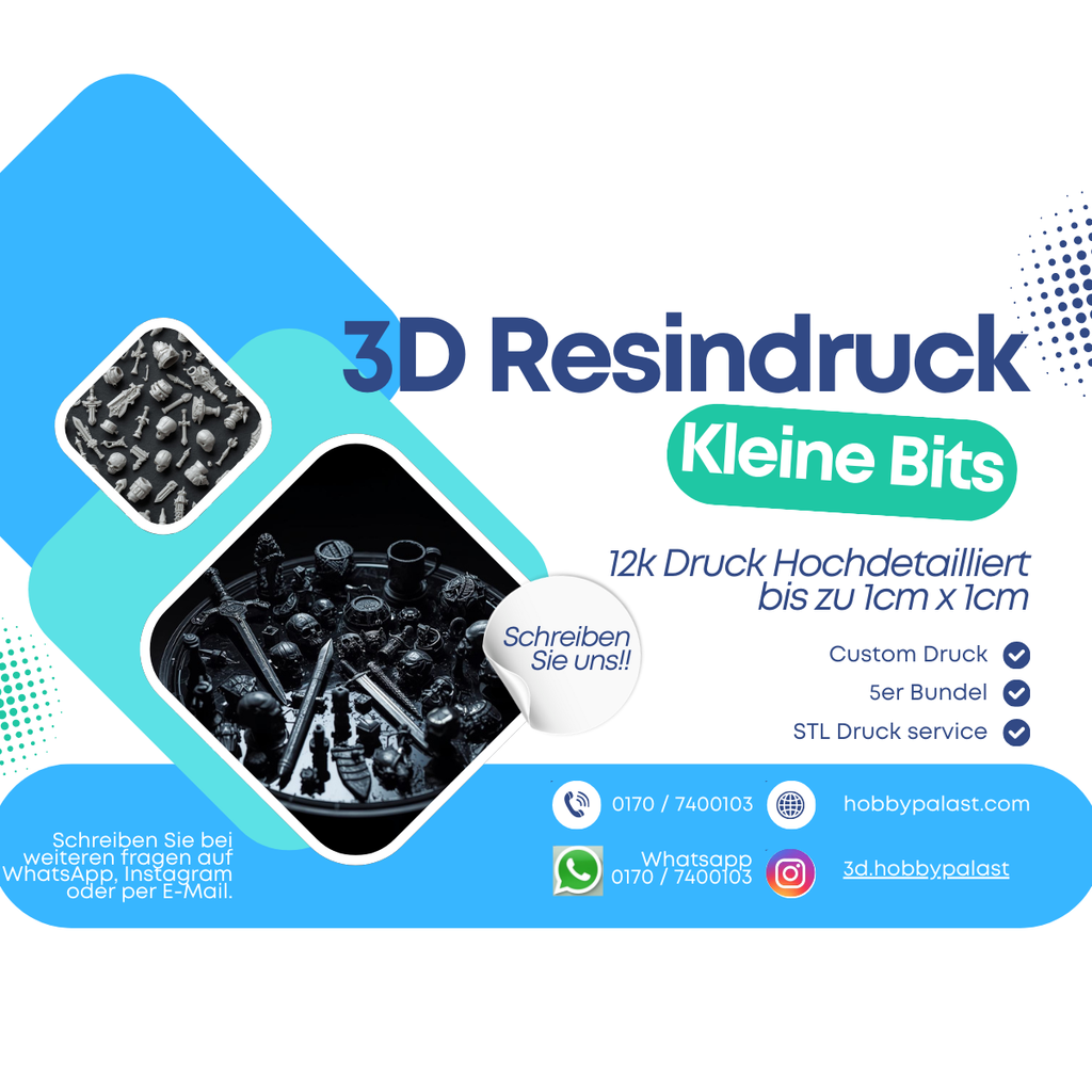 Kleine Custom 3D-Resin Bits – Hochdetaillierte Miniaturenteile (5er-Bundle)